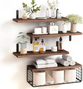 Fixwal 4+1 Tier Floating Shelves Rustic Home Decor