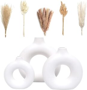 Velova Set of 3 White Ceramic Vases Boho Home Decor